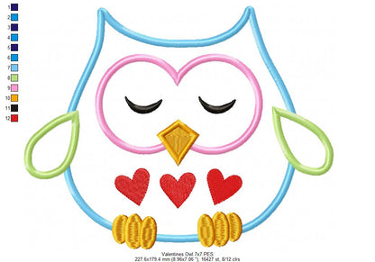 Sweet Love Owl – Appliqué – Machine Embroidery Design
