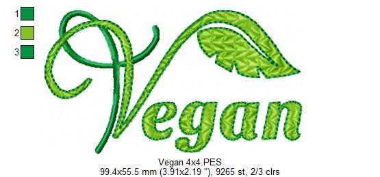 Vegan - Fill Stitch - Machine Embroidery Design