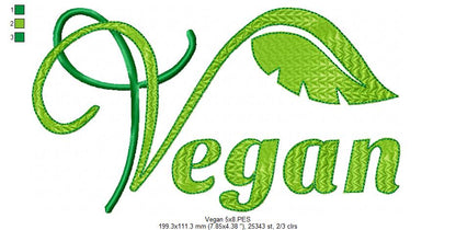 Vegan - Fill Stitch - Machine Embroidery Design