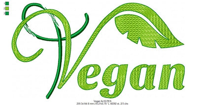 Vegan - Fill Stitch - Machine Embroidery Design