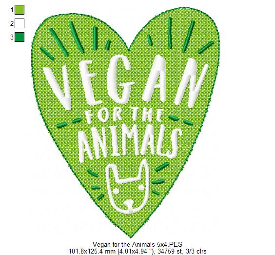 Vegan for the Animals - Fill Stitch