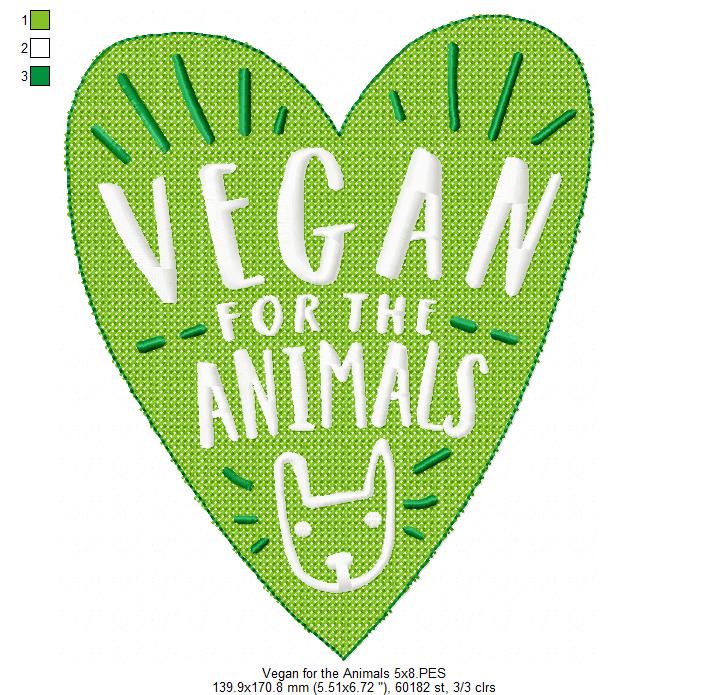 Vegan for the Animals - Fill Stitch