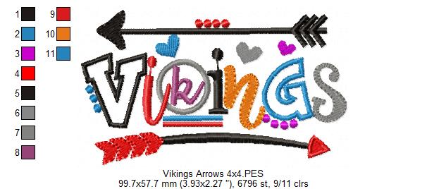 Vikings Arrows and Hearts - Fill Stitch