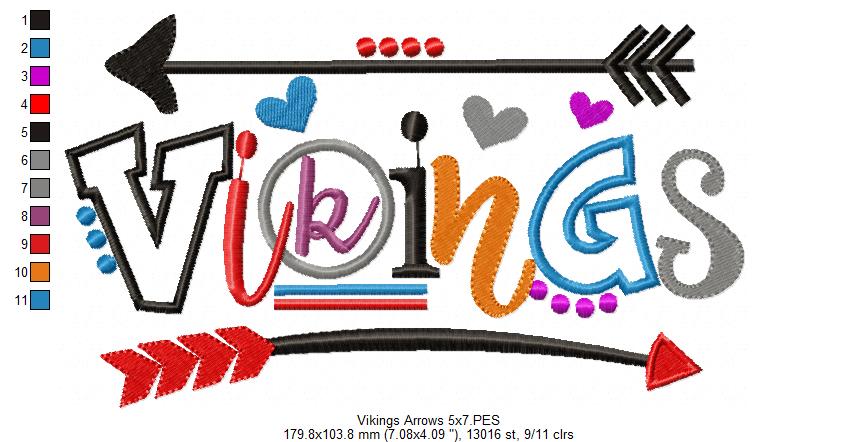 Vikings Arrows and Hearts - Fill Stitch