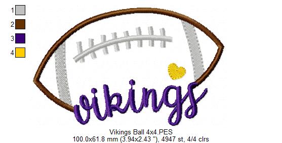 Vikings Football – Satin Stitch – Machine Embroidery Design
