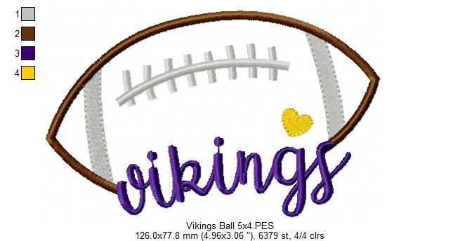 Vikings Football – Satin Stitch – Machine Embroidery Design