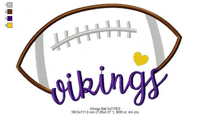 Vikings Football – Satin Stitch – Machine Embroidery Design