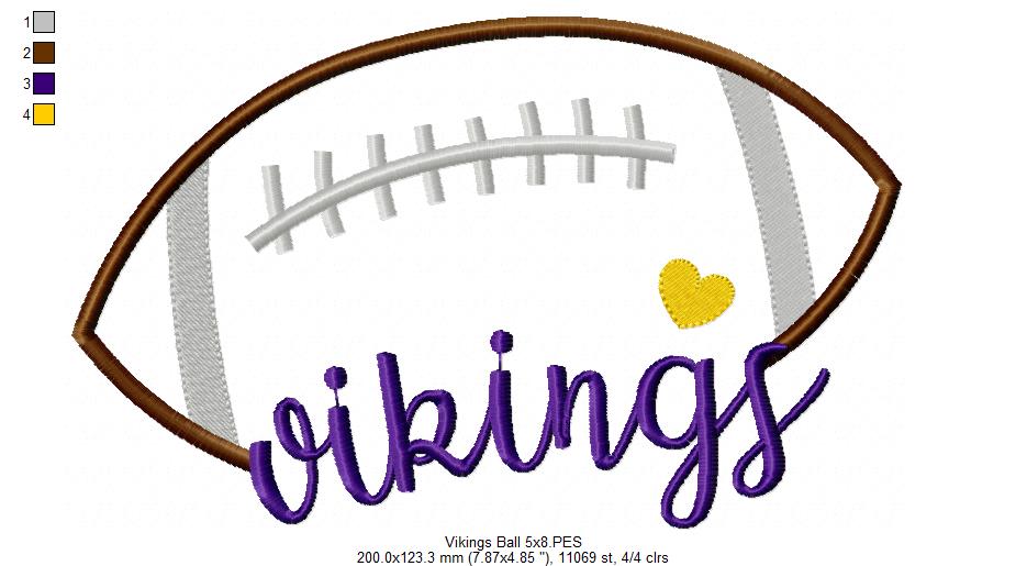 Vikings Football – Satin Stitch – Machine Embroidery Design