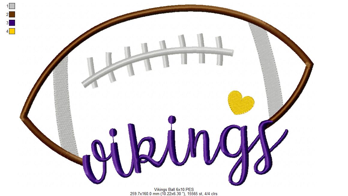 Vikings Football – Satin Stitch – Machine Embroidery Design