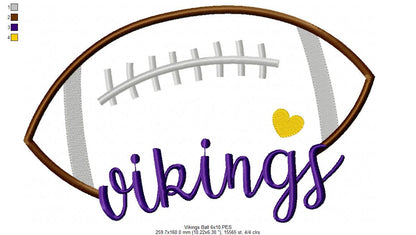 Vikings Football – Satin Stitch – Machine Embroidery Design