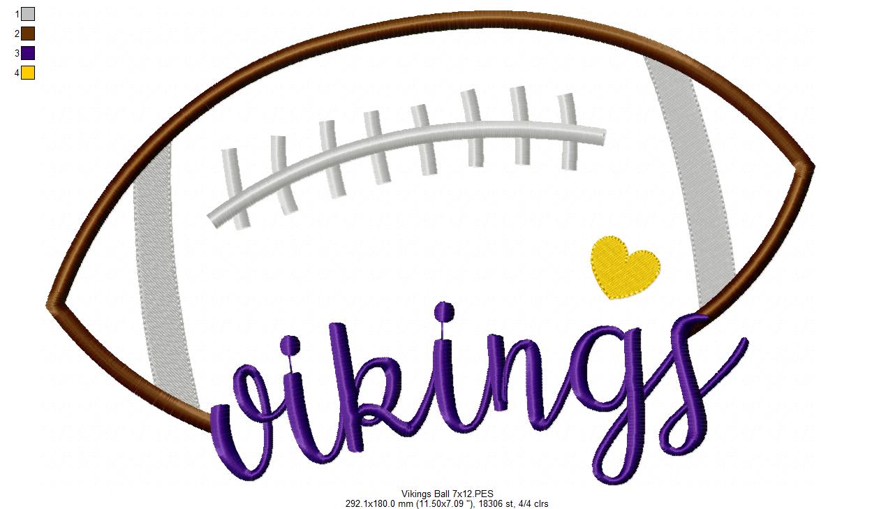 Vikings Football – Satin Stitch – Machine Embroidery Design