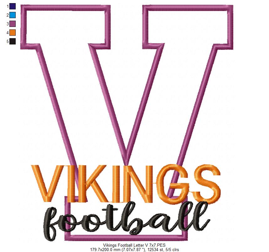 Vikings Football Letter V - Applique