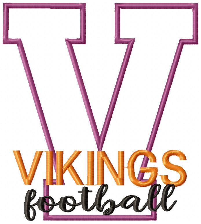 Vikings Football Letter V - Applique