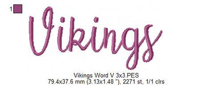 Vikings Word - Fill Stitch - Set of 2 designs