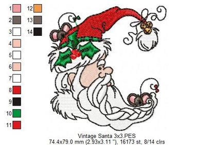 Vintage Santa Claus - Fill Stitch