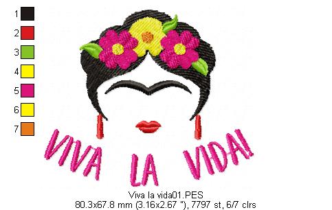 Frida Kahlo Viva la Vida! - Geek - Machine Embroidery Design