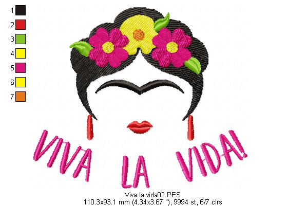 Frida Kahlo Viva la Vida! - Geek - Machine Embroidery Design
