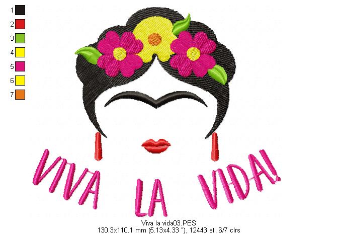 Frida Kahlo Viva la Vida! - Geek - Machine Embroidery Design