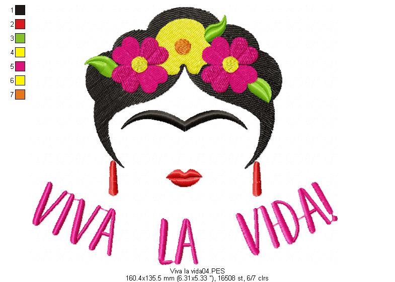 Frida Kahlo Viva la Vida! - Geek - Machine Embroidery Design