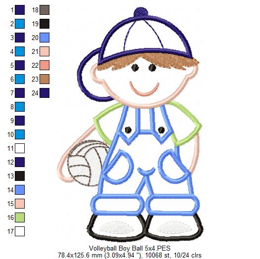 Boy with Volleyball - Applique