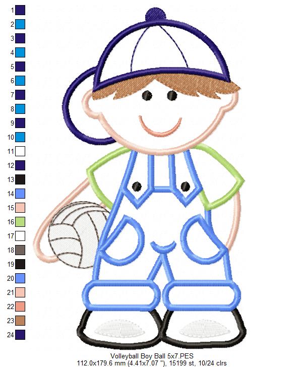 Boy with Volleyball - Applique