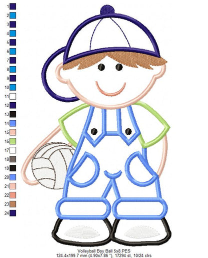 Boy with Volleyball - Applique