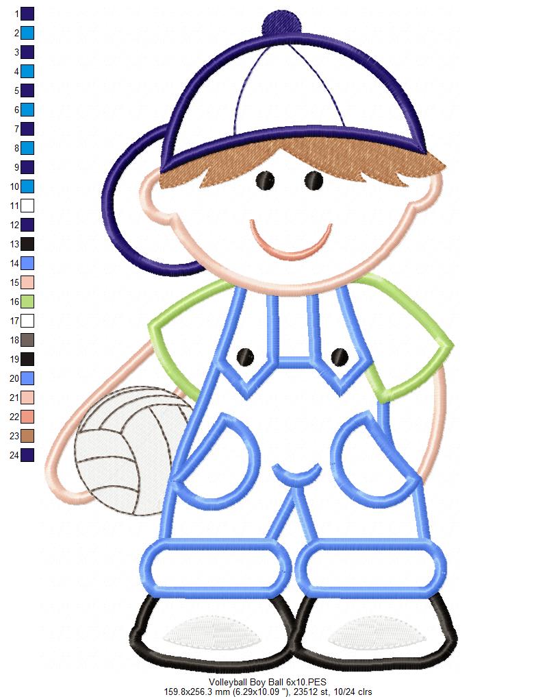 Boy with Volleyball - Applique