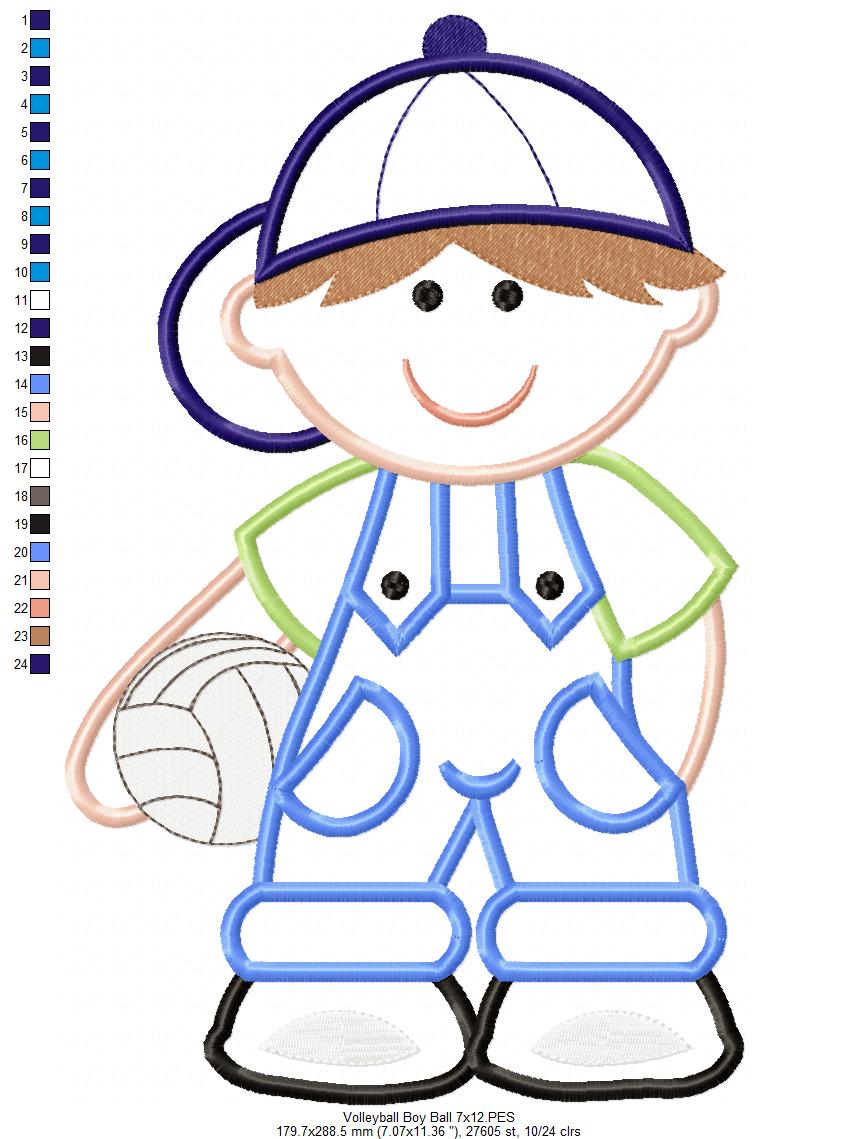 Boy with Volleyball - Applique