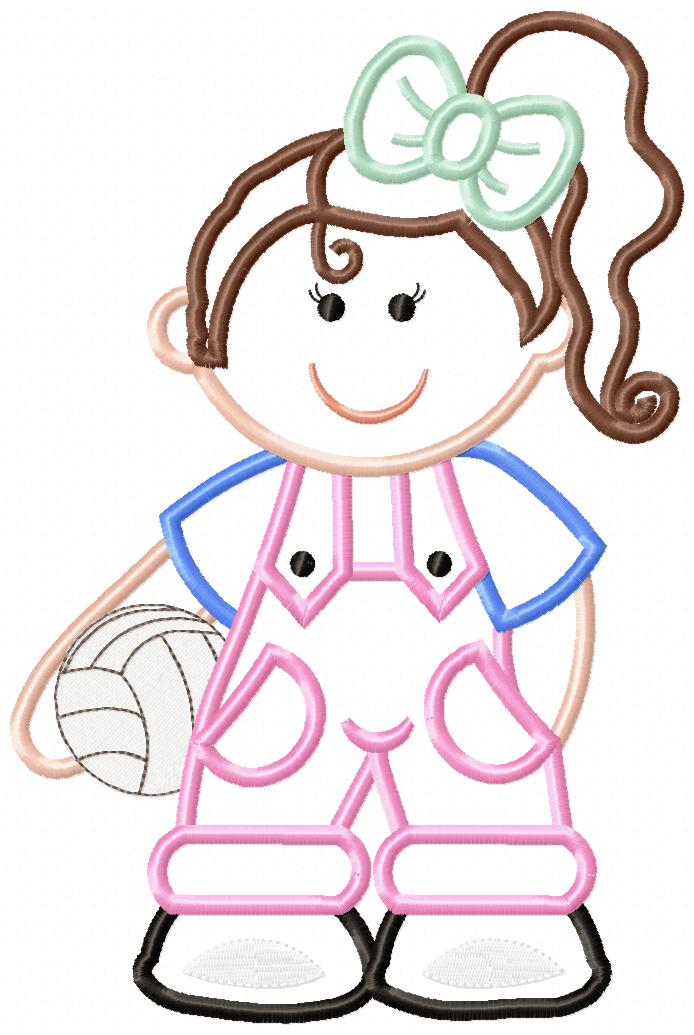 Girl with Volleyball - Applique
