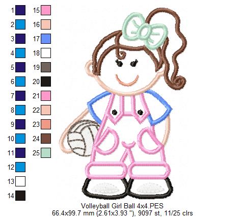 Girl with Volleyball - Applique