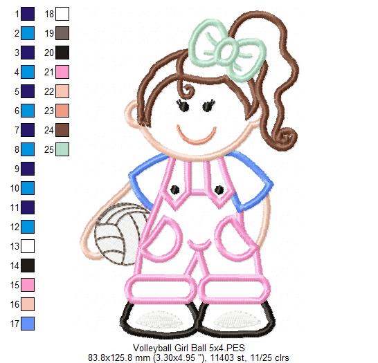 Girl with Volleyball - Applique