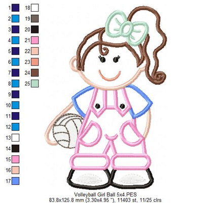 Girl with Volleyball - Applique
