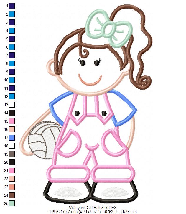 Girl with Volleyball - Applique