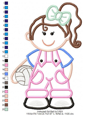 Girl with Volleyball - Applique