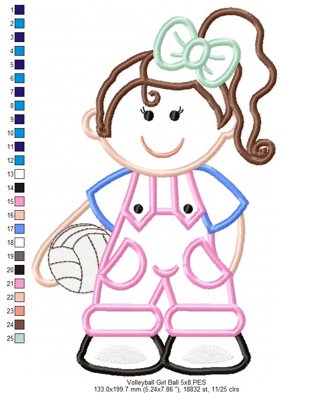 Girl with Volleyball - Applique