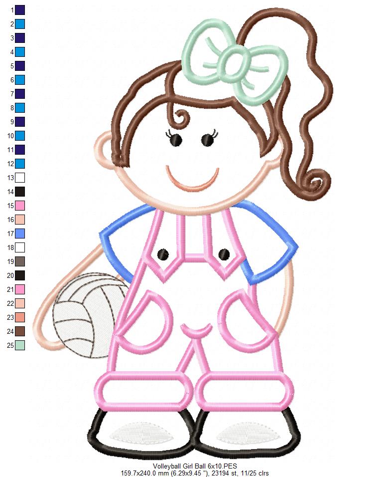 Girl with Volleyball - Applique