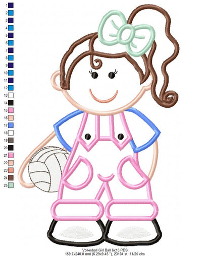 Girl with Volleyball - Applique
