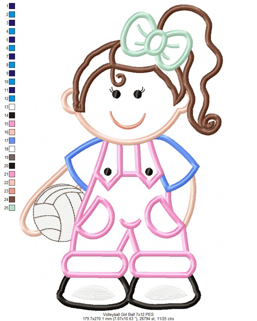 Girl with Volleyball - Applique