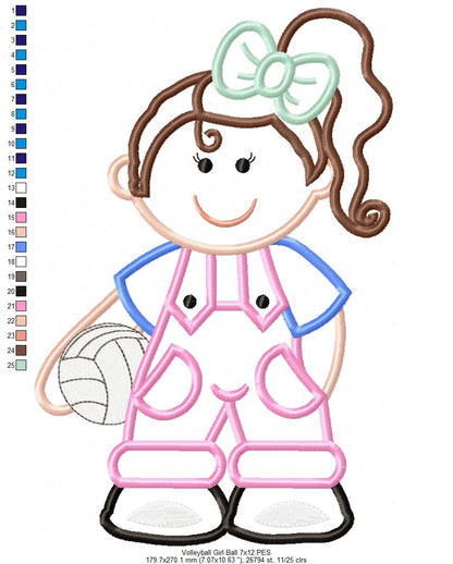 Girl with Volleyball - Applique