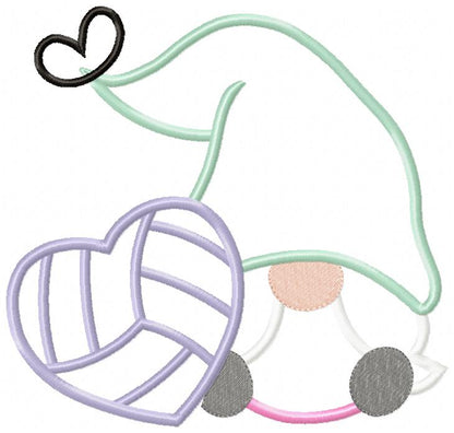 Love Volleyball Gnome - Applique