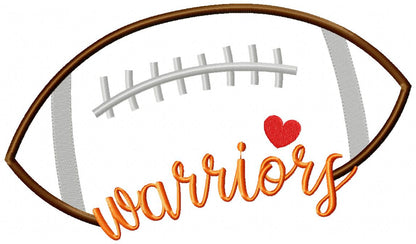 Warriors Football Script - Satin Stitch – Machine Embroidery Design