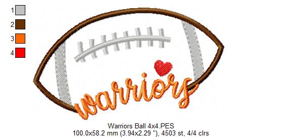 Warriors Football Script - Satin Stitch – Machine Embroidery Design