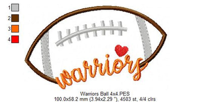 Warriors Football Script - Satin Stitch – Machine Embroidery Design