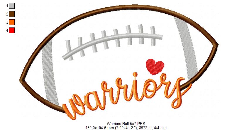 Warriors Football Script - Satin Stitch – Machine Embroidery Design