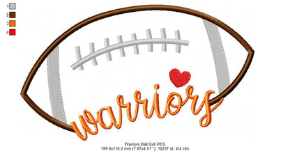 Warriors Football Script - Satin Stitch – Machine Embroidery Design