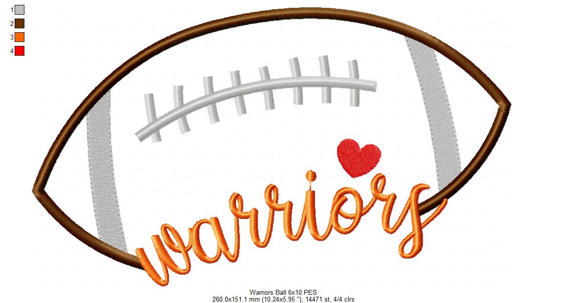 Warriors Football Script - Satin Stitch – Machine Embroidery Design