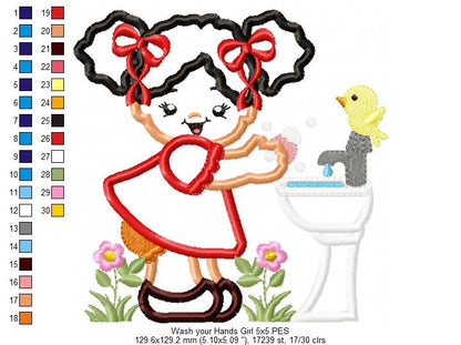 Girl Washing Hands - Applique