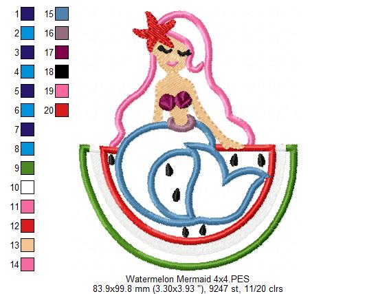 Watermelon Mermaid - Applique