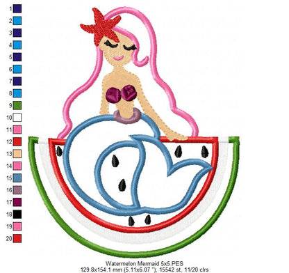 Watermelon Mermaid - Applique