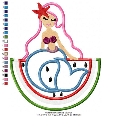 Watermelon Mermaid - Applique